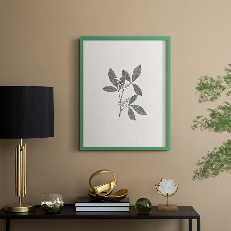 Reproduction encadrée rétro en bois massif XCV III, H 15 po x l 12 po, Vert