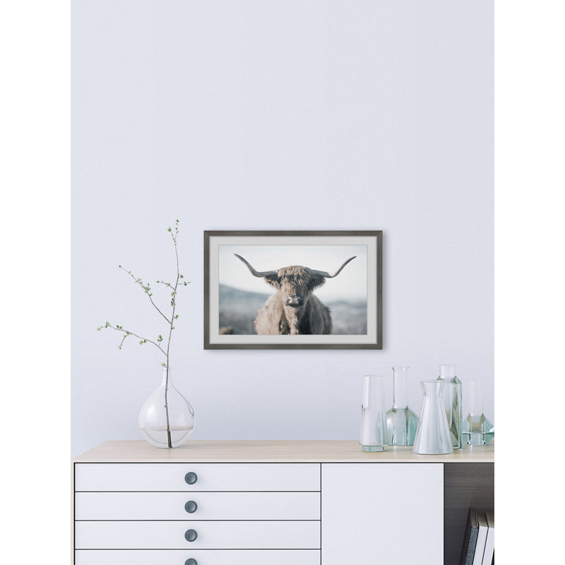 Highland Close-up - Print, 61cm H x 61cm W x 3.81cm D, Grey Framed Paper