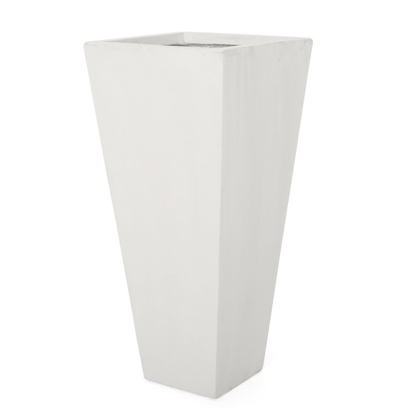 Pot à fleurs d'extérieur en fonte 13 po x 28,5 po, blanc mat - effilé, idéal pour la cour effilée de 28,79 po dans la cour arrière, rehaussant l'attrait du patio