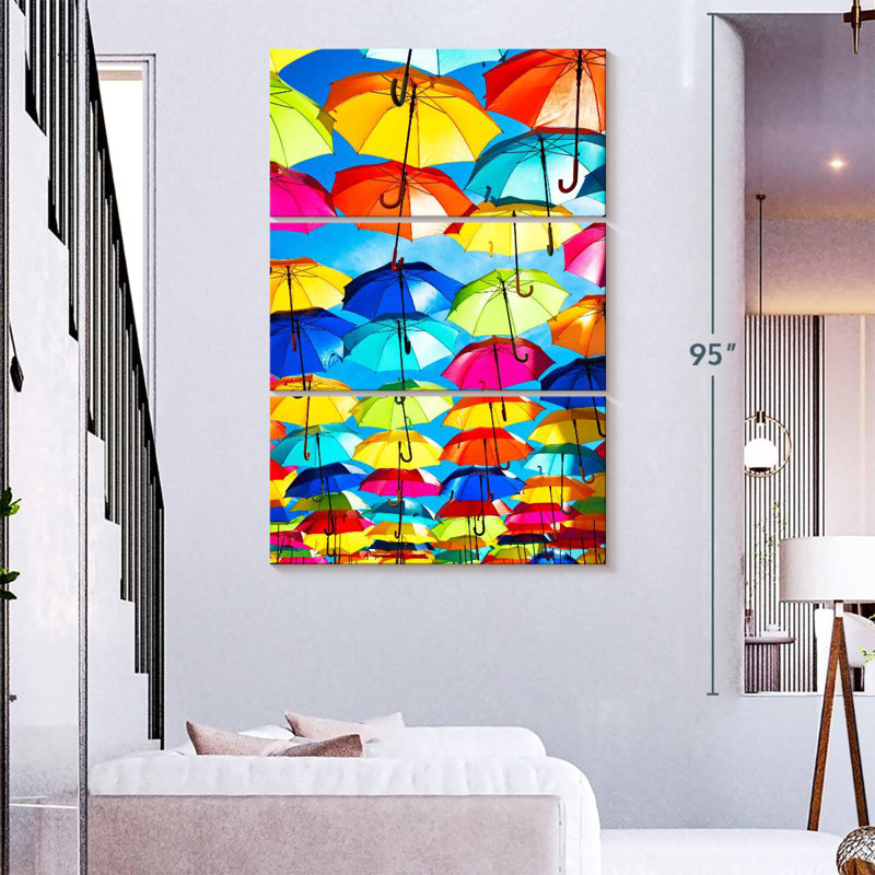 Kerner Colourful Umbrellas - Blue Sky, 65" H x 42" W