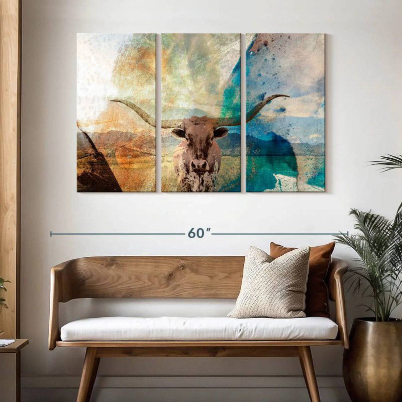 Brampt Abstract Longhorn, 32" H x 50" W