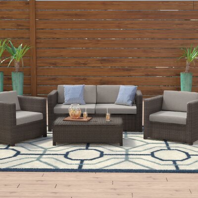 Mitchall 4 Piece Rattan Sofa Seating Group with Cushions