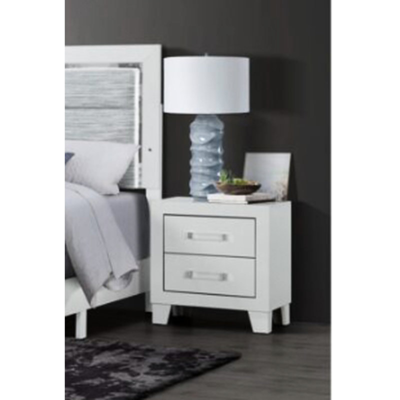Table de chevet blanche de style contemporain d'une largeur de 16,46 po - choix élégant d'une hauteur de 23,62 po, option de paquet de 25,31 po