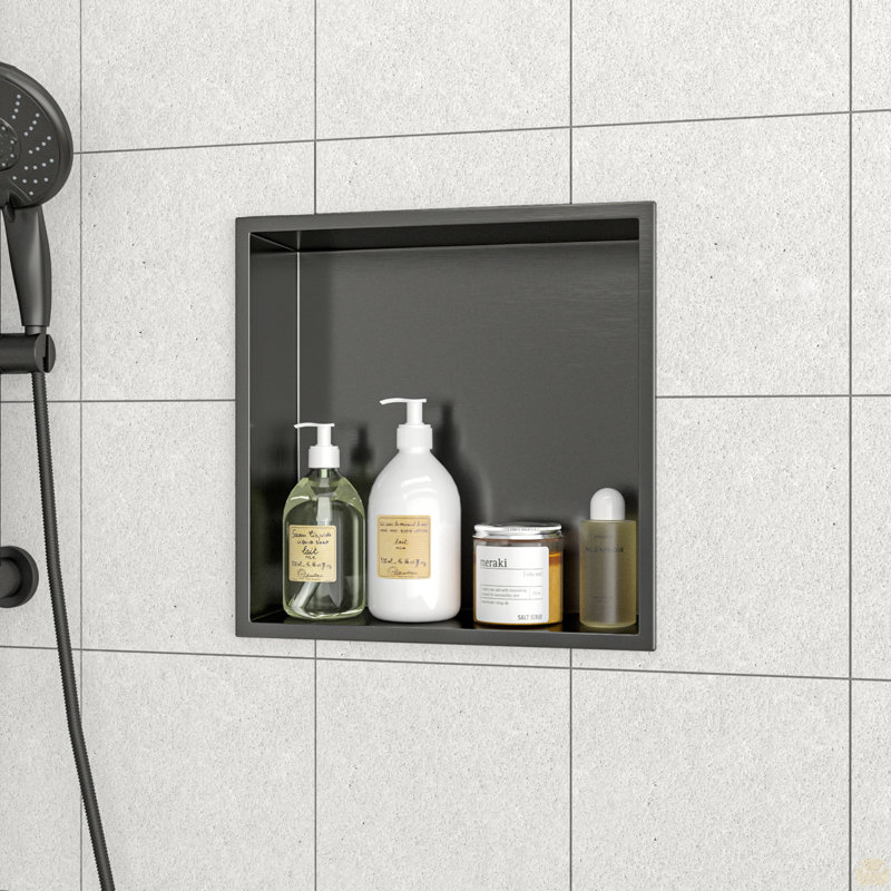 12" x 12" Stainless Steel Shower Niche, 3.94'' H x 12'' W x 12'' D, Gunmetal Black