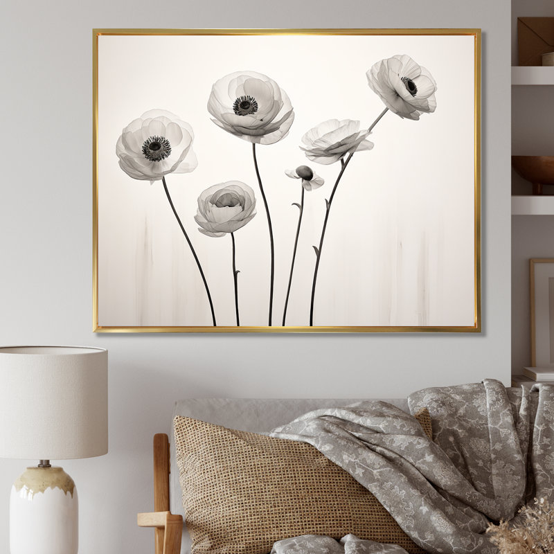 Ranunculus rétro rêves II, Cadre flottant doré, H 12 po x l 20 po x P 1 po