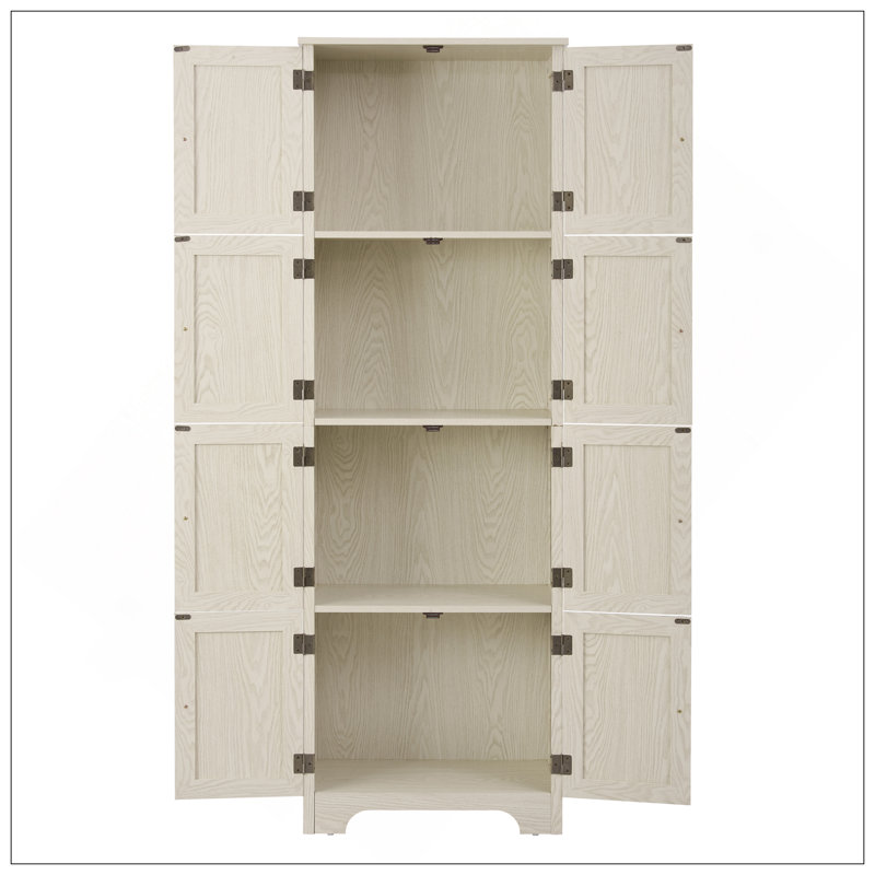 Armoire de rangement haute 72,4 "avec 8 portes et 4 tablettes, bibliothèque, salon, cuisine, salle à manger, armoire de rangement autoportante, WHI