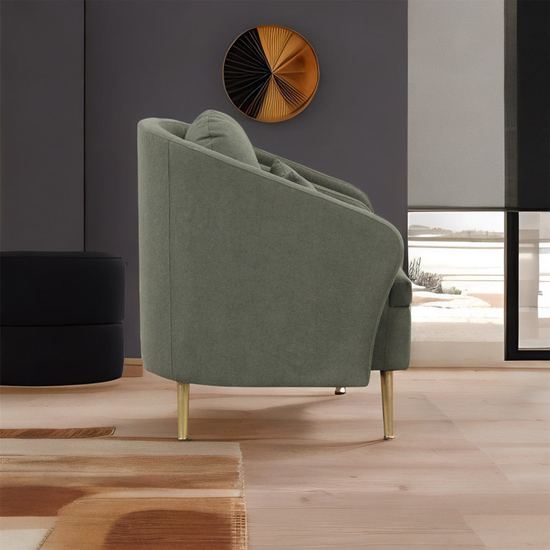 Fauteuil demi-tonneau 31,5 po, Velours vert algue