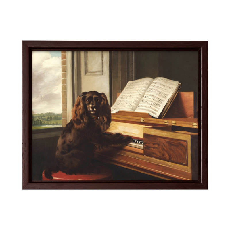 Portrait d'un chien, H 24 po x l 32 po, Canevas, Encadrement brun
