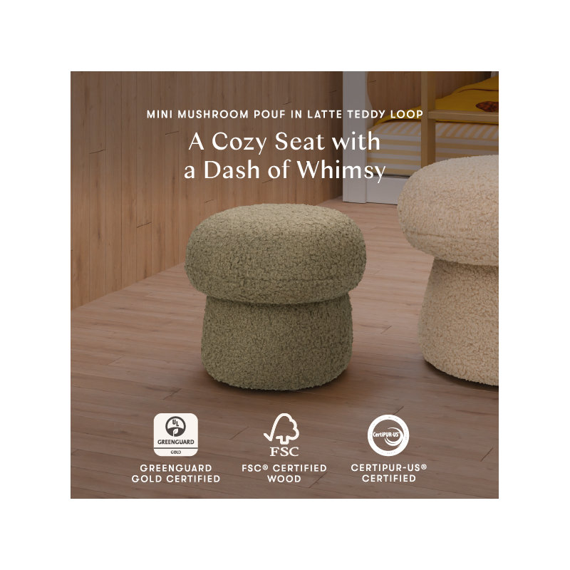 Mini Mushroom Pouf, Latte Teddy Loop