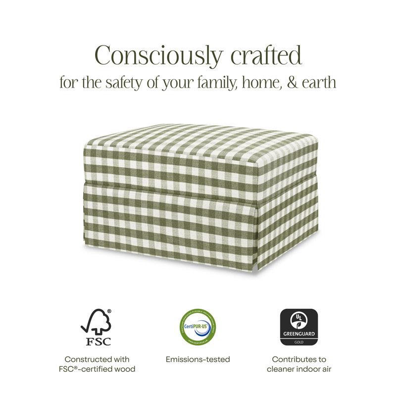 Crawford Ottoman, Green Gingham