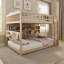 Lit superposé double au-dessus de double avec tablettes intégrées, lumières à changement de couleur et panneau perforé, beige-1567563061