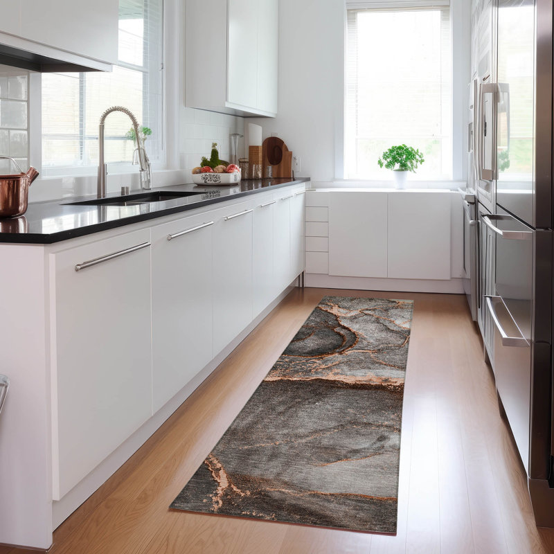 Tapis intérieur / extérieur Alfonzo avec envers antidérapant, Tapis de couloir 2 pi 3 po x 7 pi 6 po