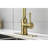Single Level Brushed Gold Kitchen Faucet - Stainless Steel With 360 Rotating Pull Down Spray Head For Versatile Use Tap Efficient Water Use, 17 In. Depth-200105583