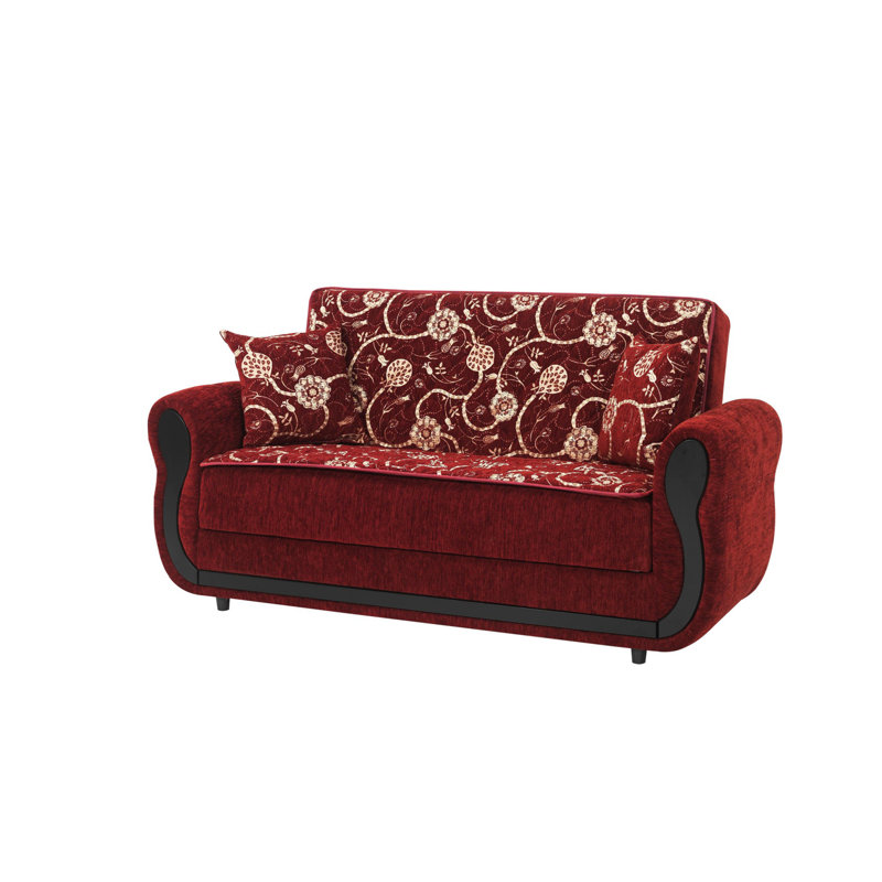 Herfriede Upholstered 69.7'' Sleeper Sofa, Burgundy Chenille