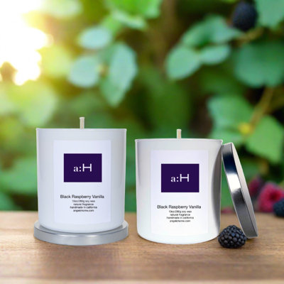 A:H Black Raspberry Vanilla Scented Tumbler Candle with Glass Holder