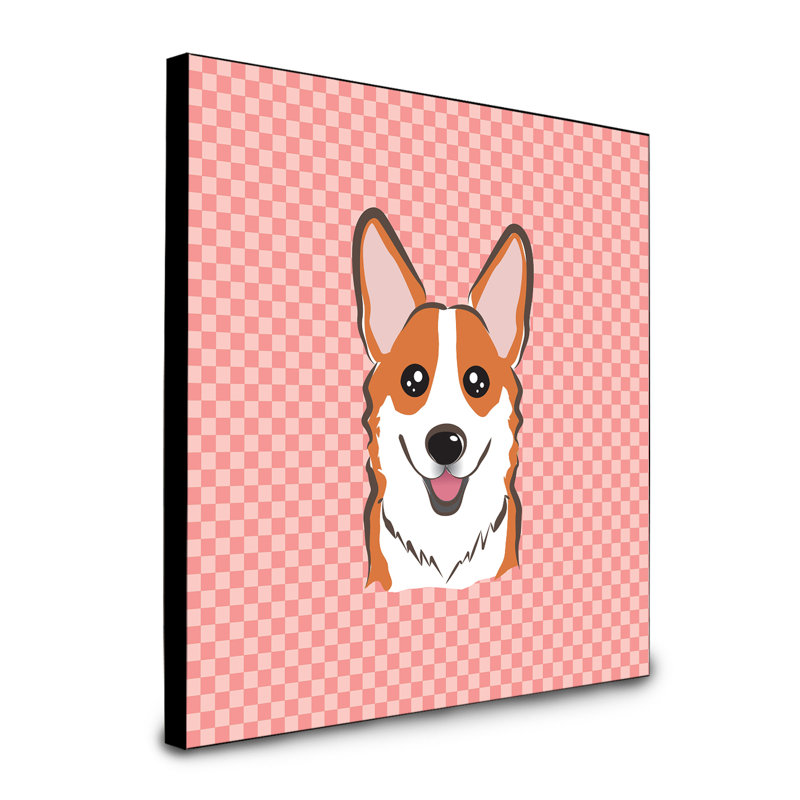 Panneau mural d’art Dungorbery, Rose, Corgi orange
