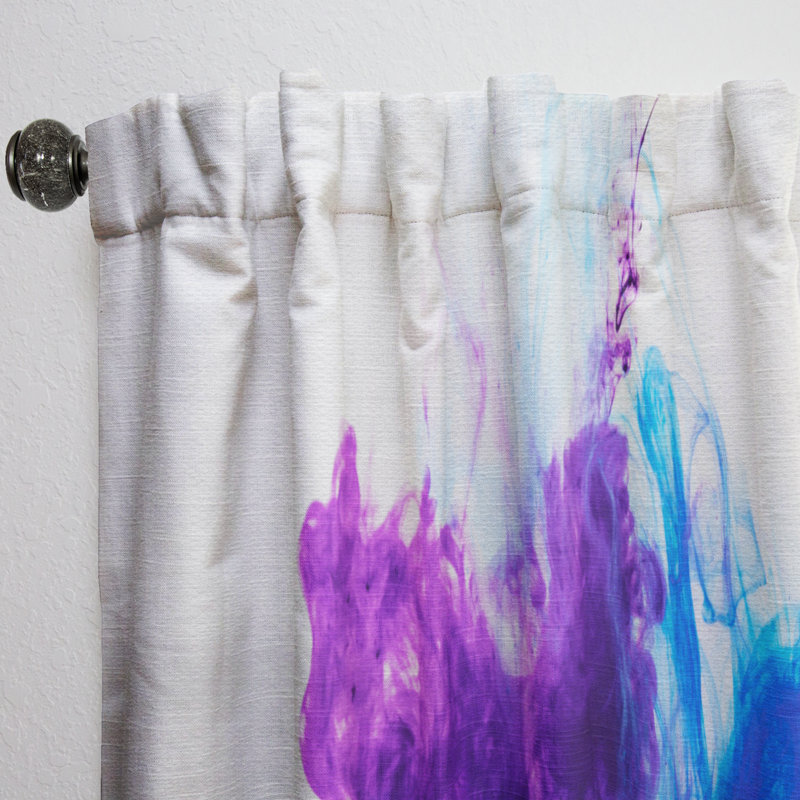 Blue and Purple Ink Composition - Mid-Century Curtain - Velvet Room darkening - 1 panel, 52"W x 84"L