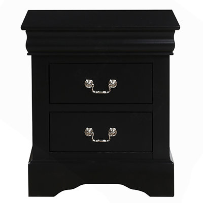 Table de chevet noire à 2 tiroirs