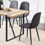 De 4 chaises de salle à manger modernes, lin gris foncé en coton, conception ergonomique, pieds réglables, confortable pour une utilisation à long terme, pieds arrondis de style Mid-Century, pieds en métal noir