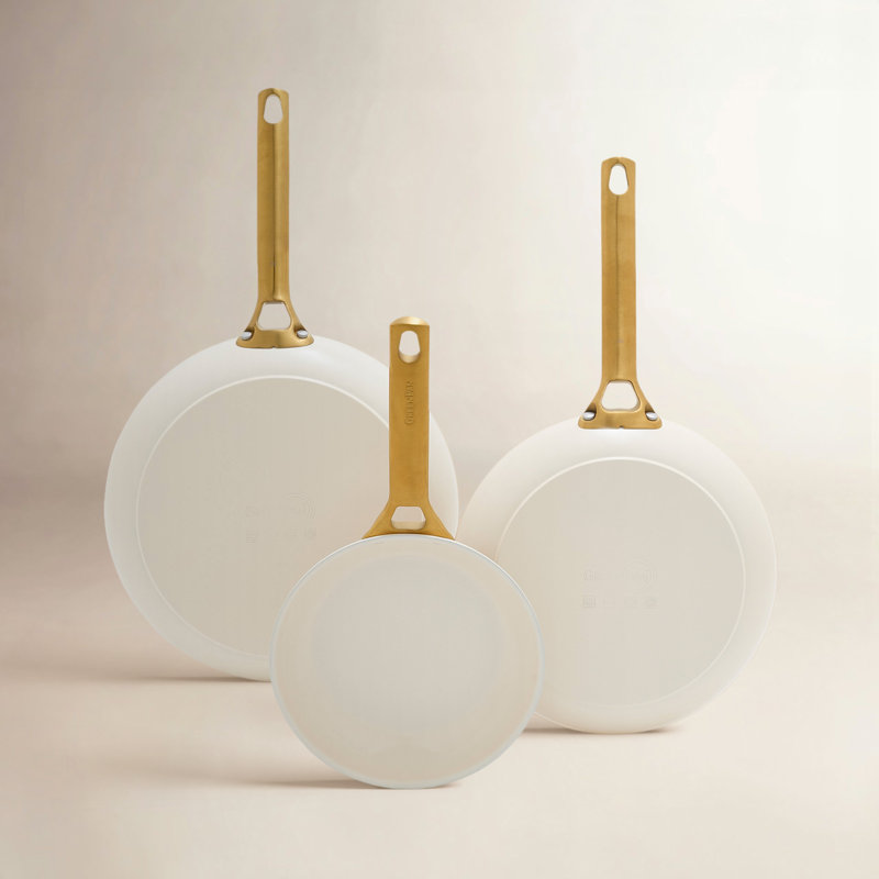 GreenPan Reserve 3-Piece Frying Pan Set, Cream