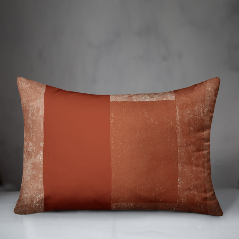  Coussin intérieur / extérieur géométrique, Orange / Rouge