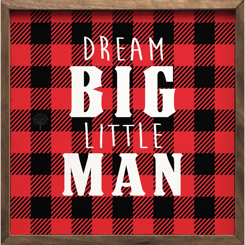 Dream Big Little Man Plaid, 4" H x 4" W