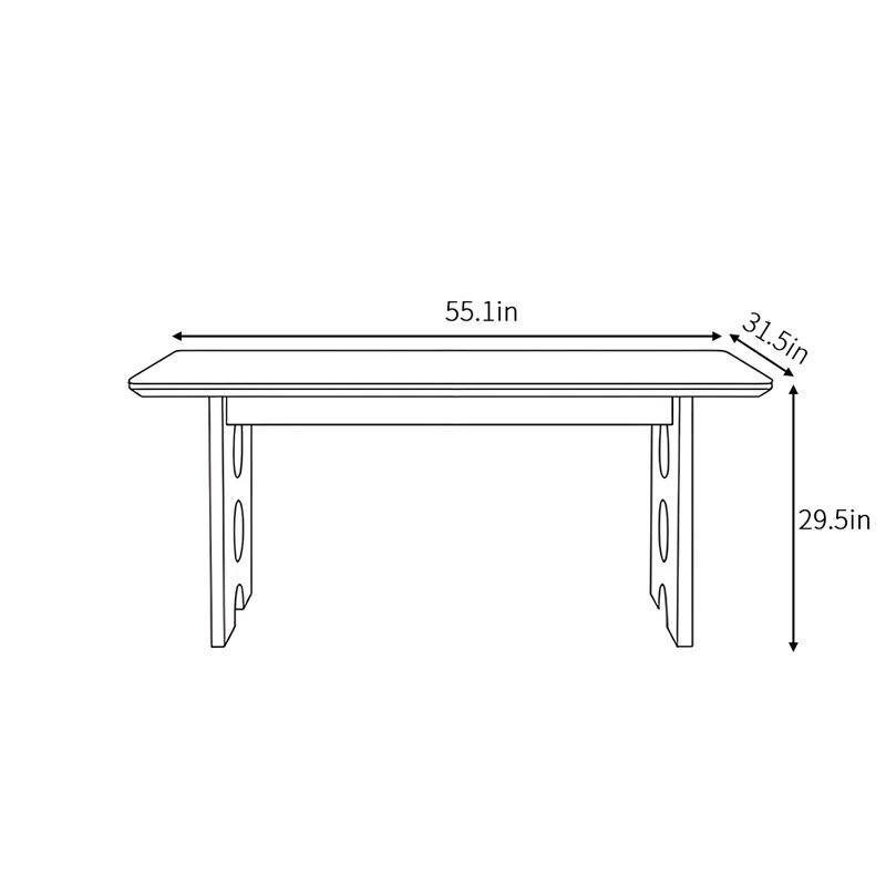 Simple retro rectangular dining table, 29.5"H x 55.1"L x 31.5"W