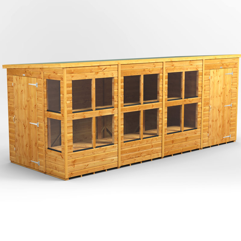 Powersheds 16 x 6ft Timber Tongue & Groove Pent Potting Shed Combi (includes 4ft Side Store)