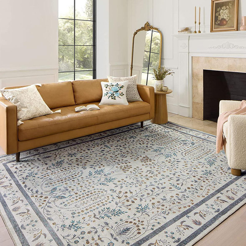 Rifle Paper Co. x Loloi Maison Wisteria Cream Rug, Rectangle 5' x 7'6"
