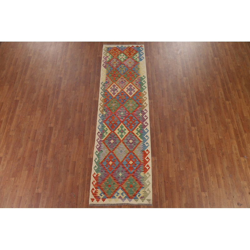 Tapis de marche réversible en laine Kilim 3 x 10