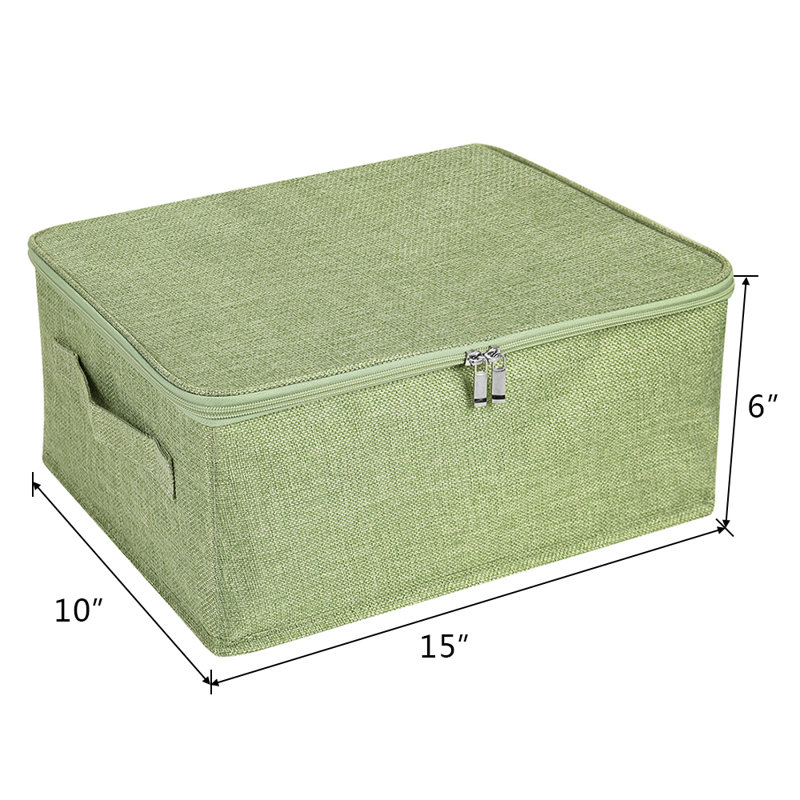 Ensemble de boîtes en tissu, Vert, H 6 po x l 15 po x P 10 po