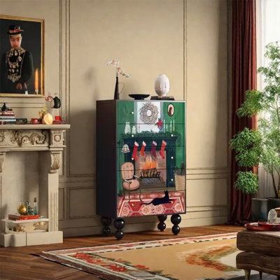 Elegant Pine Frame Solid Wood Cabinet