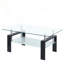 Table basse rectangulaire en verre avec plateau transparent trempé et tablette à deux niveaux, centre de table moderne pour le salon
