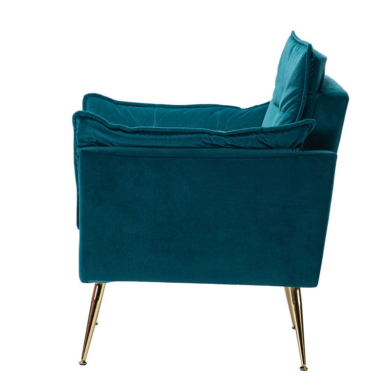 Toulouse Tufted Back Upholstered Armchair, Teal Velvet