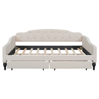 Upholsted Tufted Daybed With 2 Drawers
