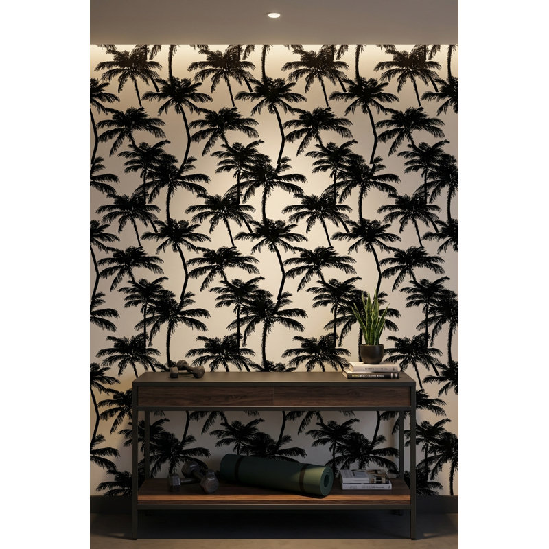 Papier peint palmiers avec silhouette tropicale