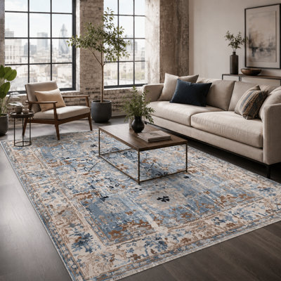 Vintage Look Cotton and Chenille Flatweave Area Rug