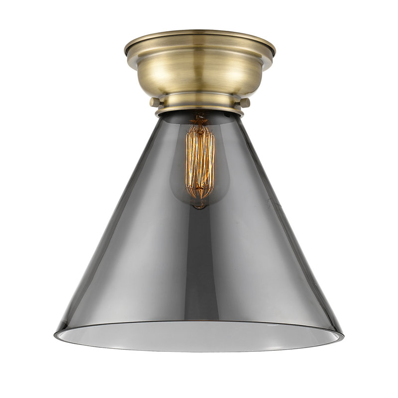 Plafonnier encastré 1 lumière 12 po Aditi Cone, Laiton antique, Ampoule non incluse, Plaqué couleur fumée