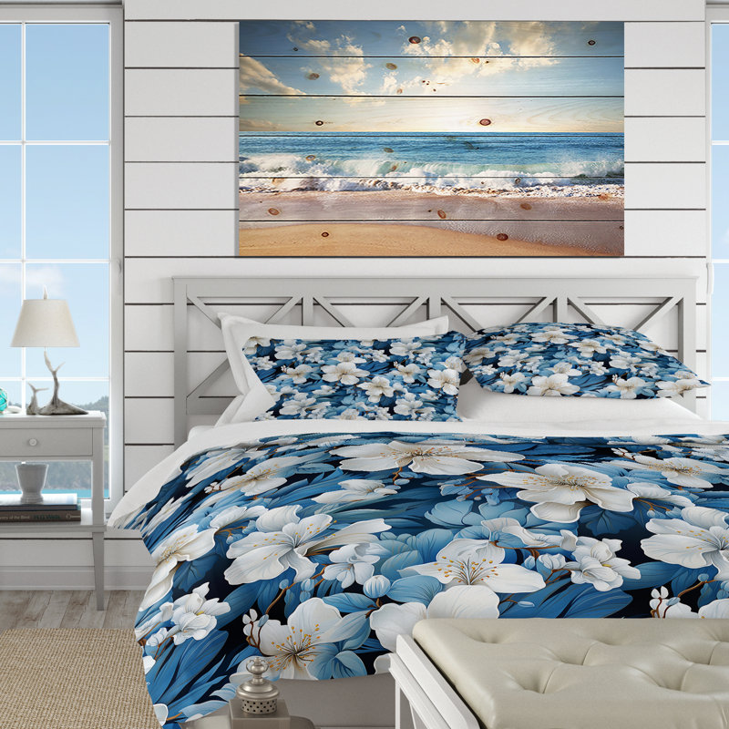 Ensemble de housse de couette Azure Mirage, Housse de couette simple + 1 taie décorative stan