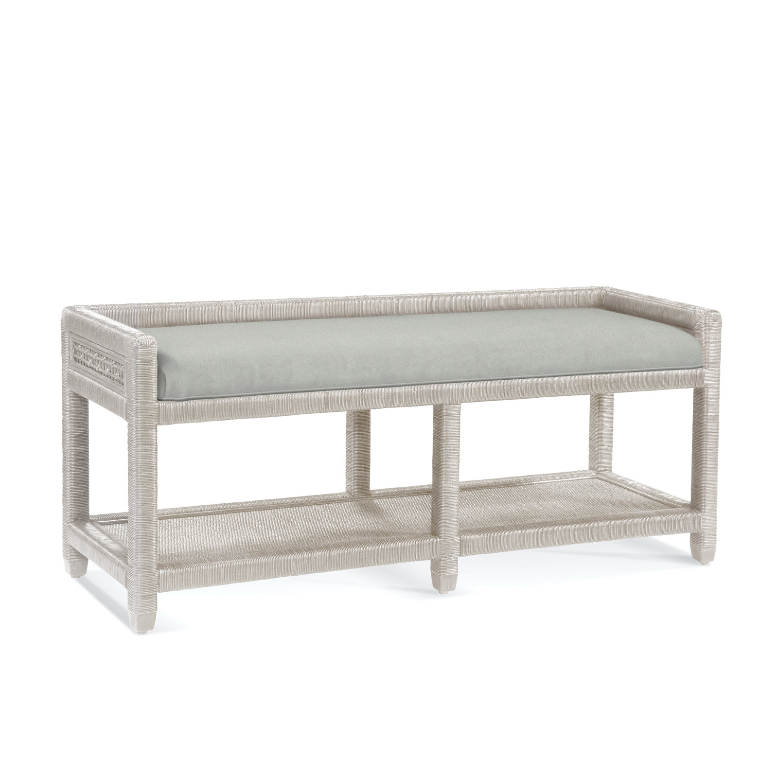 Silvio 54" Storage Bench, Taupe Plaid; 0126-73, Antique Frost White