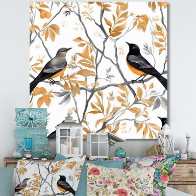 " Brown Black Birds On Trees "