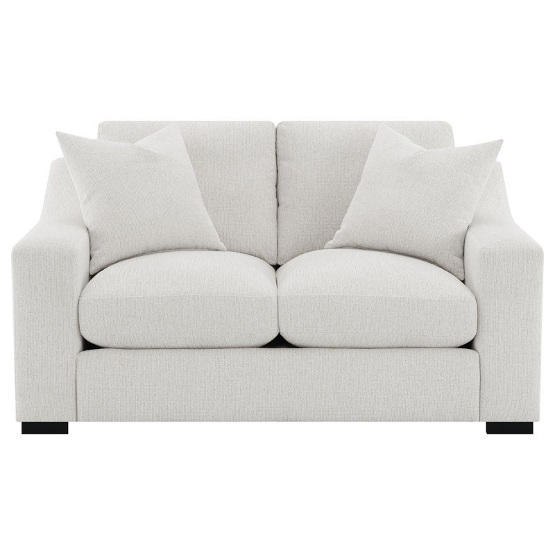 Latoria 65" Square Arm Loveseat with Reversible Cushions, Beige, 37” H x 65” W x 40” D