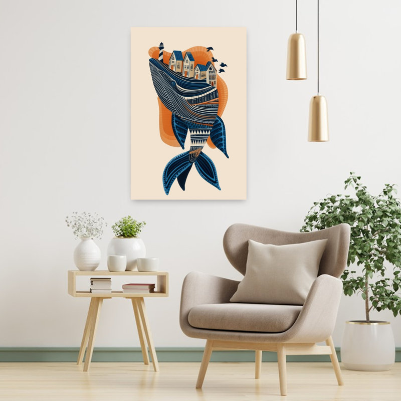 Whale Village Dream by City Art - Wrapped Canvas Print, 91.44 cm H x 60.96 cm W