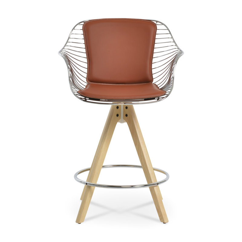 Tabouret Zebra Pyramid, Tabouret de bar (siège d'une hauteur de 26 po), Noyer / Laiton, Noir PPM-FR / laiton