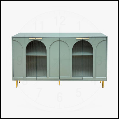 Armoire décorative en bois laqué avec 4 portes en verre, buffet pour rangement et présentation