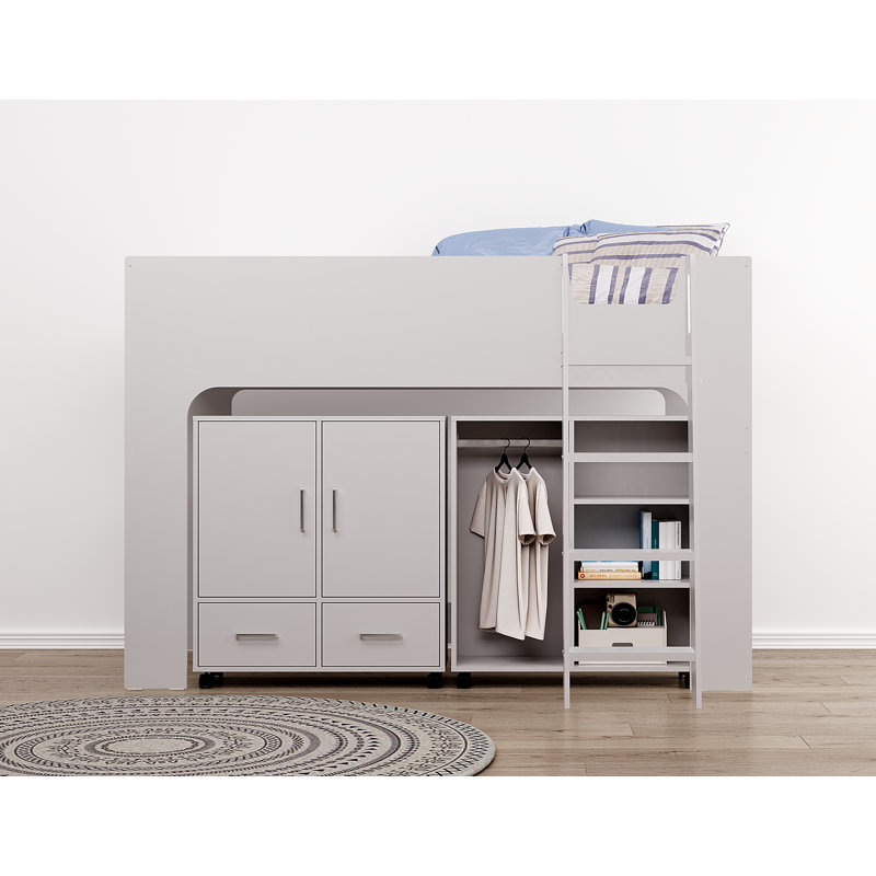 Webrook 90 X 190cm Mid Sleepers with Storage Included, Grey