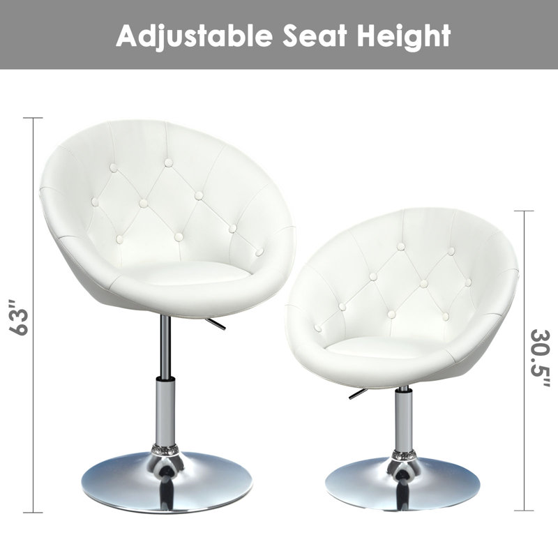 Fauteuil demi-tonneau pivotant de 25 po Chinn, Simili cuir blanc
