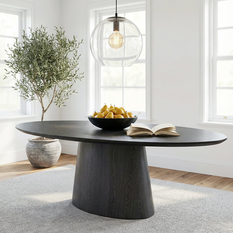 Anela 72'' Oval Pedestal Dining Table, Black