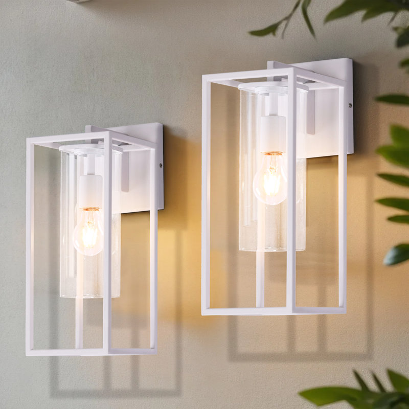 Lanterne murale d'extérieur Tiernan (ensemble de 2), Blanc, H 15,75 po x l 6,25 po x P 8,05 po