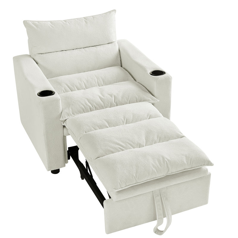 Canapé-lit 31 places convertible beige avec velours pour petit salon, lit ajustable à structure solide et moderne, Beige